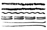 Fototapeta Młodzieżowe - Lines texture. Black ink grunge paint brush strokes. Painted ink stripes, design elements.  illustration