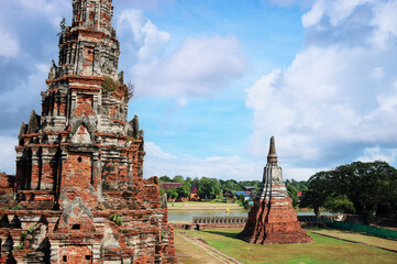 Canvas Print - Temple pagoda in Ayutthaya historical park, Thailand.