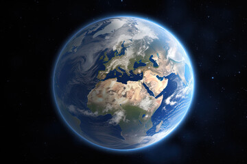 Wall Mural - realistic earth planet in space. created with generative ai technology