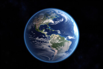 Wall Mural - realistic earth planet in space. created with generative ai technology