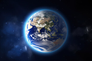 Wall Mural - realistic earth planet in space. created with generative ai technology