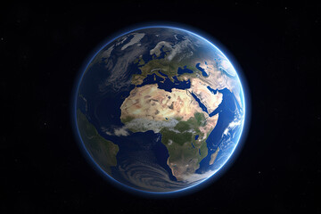 Wall Mural - realistic earth planet in space. created with generative ai technology