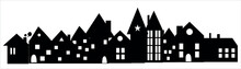House City Street Home Silhouette European Holland Houses With Chimneys Broad Walk View Illustration Doodle Cartoon Style Cottage