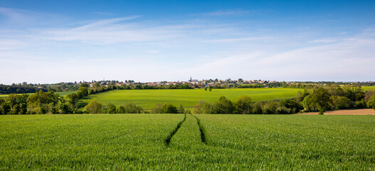 Wall Mural - Paysage de campagne au printemps dans les champs de France.