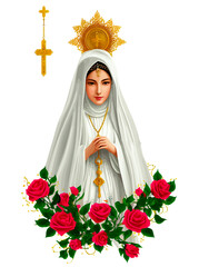 Wall Mural - lady holy fatima miracle illustration