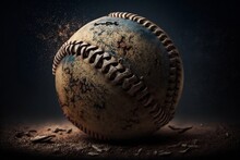 A Baseball With Distinctive Dirt Marks Rests. AI