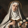 Saint Catherine of Siena, painting illustration. Generative Ai. St. Catherine is a famous catholic saint.