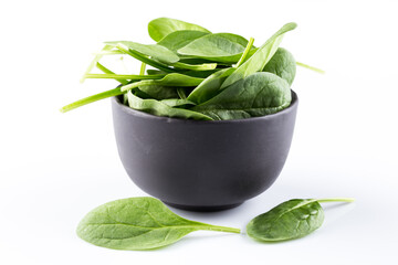 Wall Mural - Green spinach on a white background