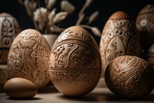 Beige Easter Egg Arrangement. Generative AI