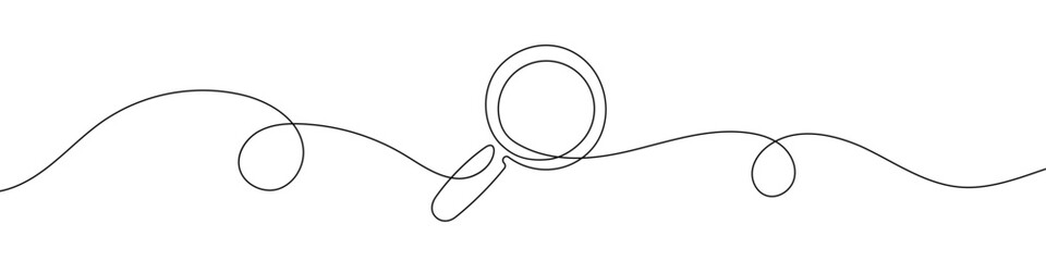 Wall Mural - loupe in continuous line drawing style. line art of magnifying glass. vector illustration. abstract 