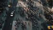 Aerial view of a crowd of people crossing a busy crosswalk Generative AI
