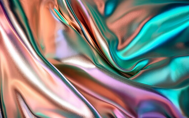 Holographic iridescent textured wallpaper. Generative AI.