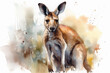 A watercolor sketch of an australian kangaroo created with generative AI