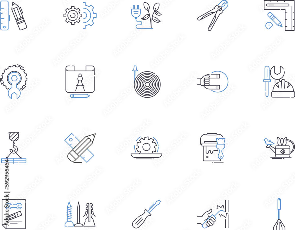 Engineering Technologies Outline Icons Collection Technologies