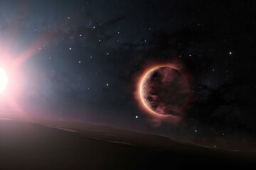 Wall Mural - a distant star, with a view of its dust and gas forming into a new solar system, created with genera