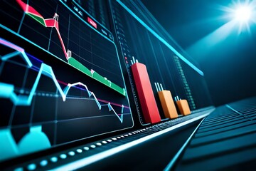 Business digital graph chart in stock trade market. Growth investment. Generative AI