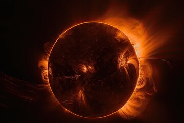 Wall Mural - time-lapse of the sun, with flares and coronal mass ejections visible in dramatic close-up, created 