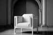 a minimalist armchair in monochromatic white, with a touch of luxury, created with generative ai