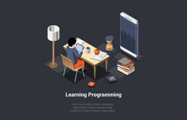 Wall Mural - programming and coding learning. software coding, testing, debugging. mobile apps programming. seo, 