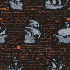 Wall Mural - seamless texture in the style of a medieval nautical record