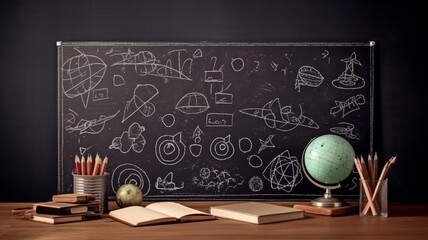 Writing on the chalkboard with math and science, Generative AI