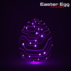 Wall Mural - Abstract technology Easter eggs with circuit board. Happy Easter Egg