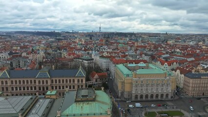 Wall Mural - Aerial view of the Rudolfinum Prague, a beautiful neo-renaissance building which is home to the Czech Philharmonic Orchestra.