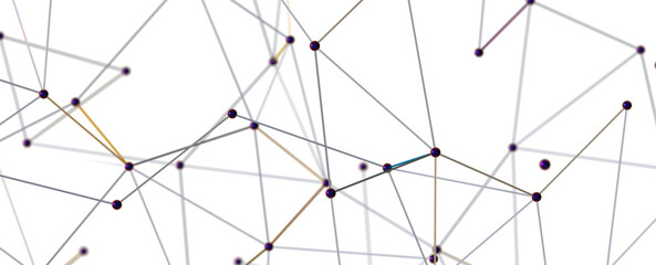 Big data visualization. Network connection structure with chaotic distribution of points and lines. 3D rendering.