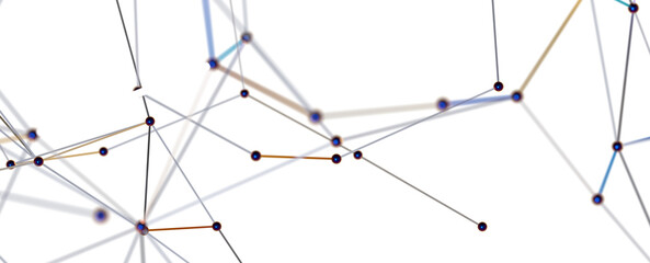 Poster - Abstract connected dots and lines. Concept of AI technology, Motion of digital data flow.