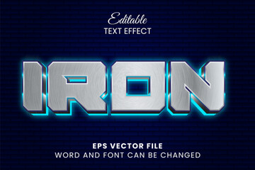 Poster - Neon blue silver iron 3d text effect
