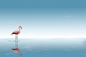 Wall Mural - Here, we may observe a Greater Flamingo in its native setting, the salt lakes. Generative AI