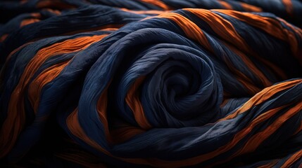 Wall Mural -  a close up of a blue, orange and black yarn.  generative ai