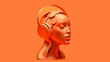 AI Generated: bust of woman in orange with headphones