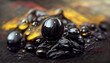 © neirfy - Car motor oil background, pouring liquid fuel bubble, ai generative