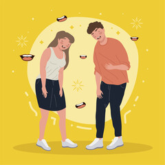 Wall Mural - young standing couple laughing