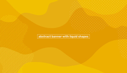 Wall Mural - abstract yellow background, banner with liquid shapes. color poster template for promotion. summer f