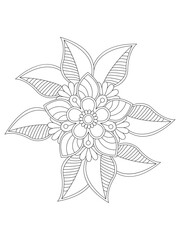 

 Flowers  Leaves Coloring page Adul and Flower Outline Illustration for Covering Book. Coloring book for kids and adults.