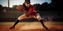 Female Athlete Fast Pitch Softball Player, Generative AI