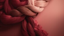  A Close Up Of A Red And Pink Yarn On A Pink Background.  Generative Ai