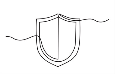 Wall Mural - Continuous one line drawing of  guard shield