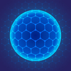 Hexagon Pattern Globe Sphere Blue Digital Technology Background Vector Illustration