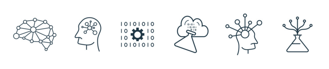 Machine learning and Artificial intelligence, technology icon set vector