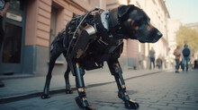 Robotic Mobile Dog K-9 In Street Generated AI