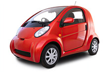 Red Micro Car Vehicle Isolated On White Background, Generative AI