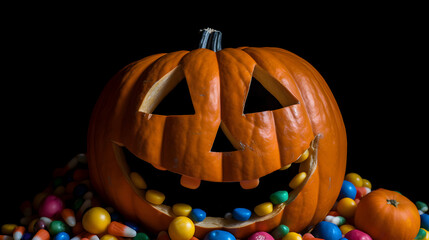 Wall Mural - halloween jack o lantern with candles