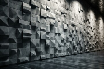 Wall Mural - Polished, 3D Wall background with tiles. Natural Stone, tile Wallpaper with Square, Semigloss blocks. 3D Render. Generative AI
