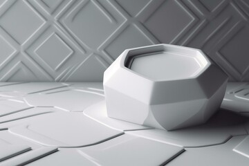 Wall Mural - Minimalist Background with Embossed Octagon. White Surface with Raised 3D Shape. 3D Render. Generative AI