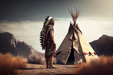 portrait Native American or American Indian Indigenous peoples of the Americas. High quality illustration