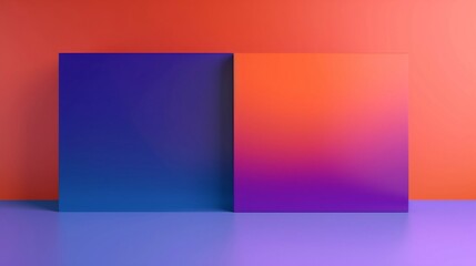 Wall Mural - two tone orange and purple and blue gradient background. generative ai