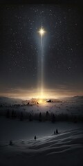 Wall Mural - The star shines over the country of christmas of Jesus Christ. Generative AI